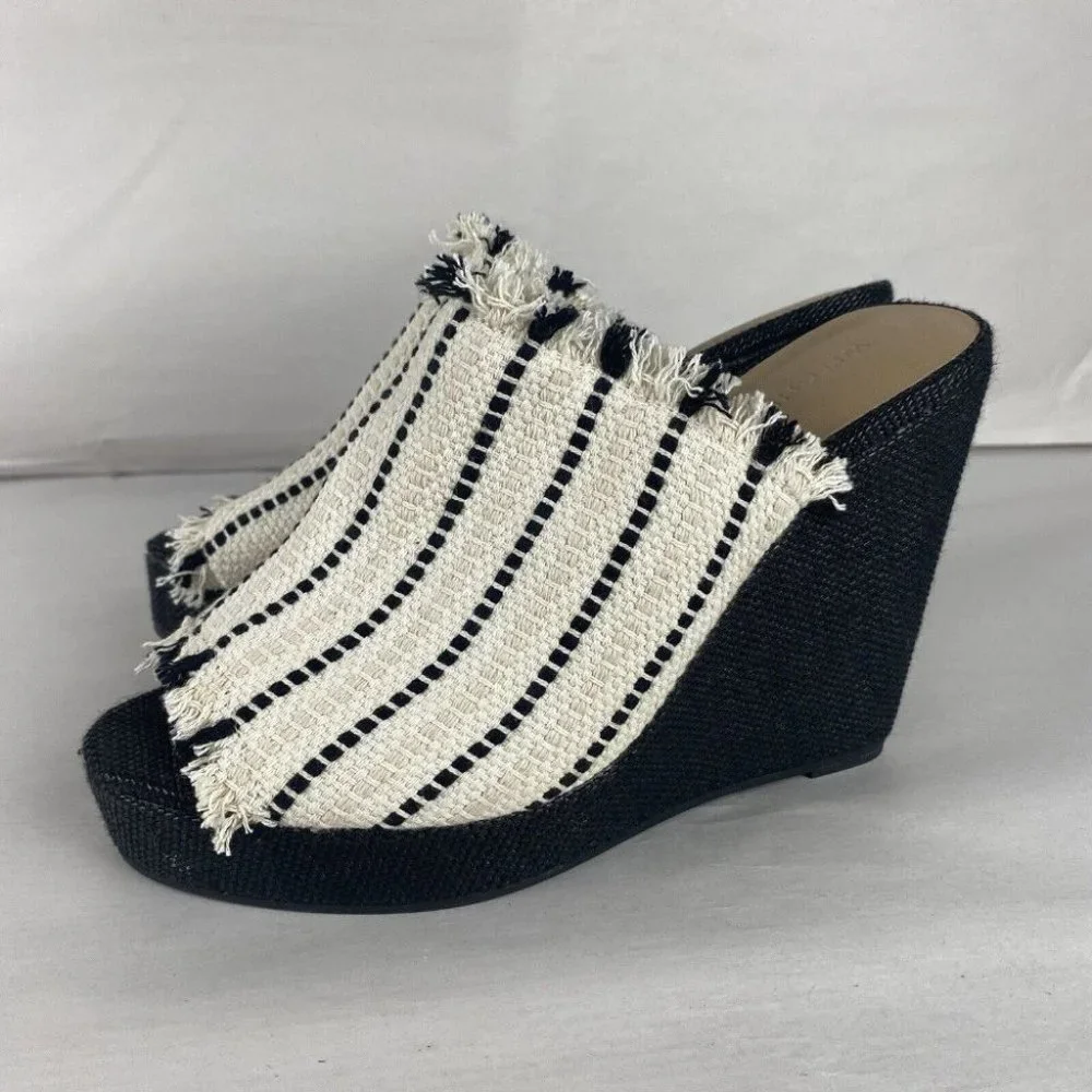 Women's Witchery Size 39 Multicolored Woven Fabric Cover Platform Wedge Shoes - Picture 2 of 16